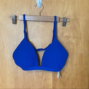 NWOT Hollister Blue Smocked Triangle Bikini Top